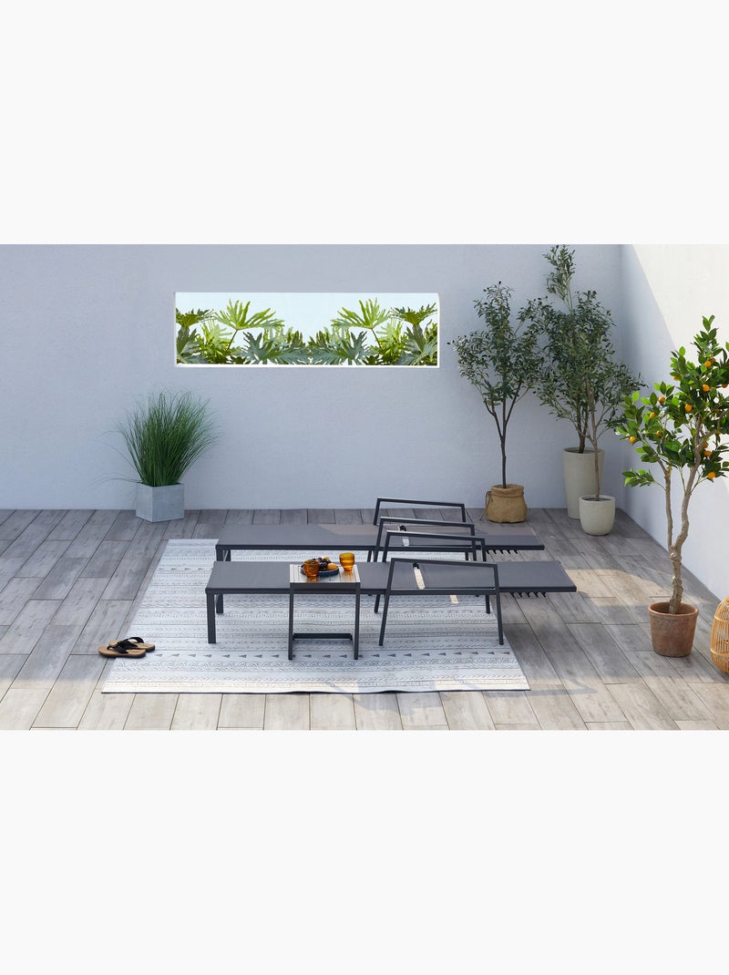 BARI Lot de 2 transats et une table d'appoint noir Noir - Kiabi