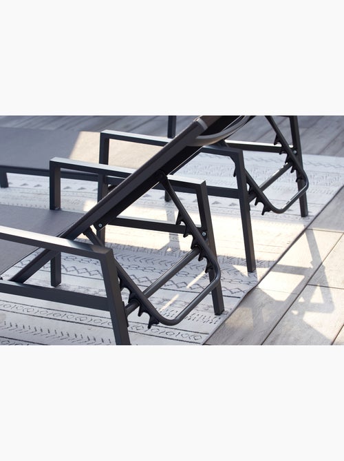 BARI Lot de 2 transats et une table d'appoint noir - Kiabi
