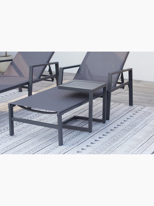 BARI Lot de 2 transats et une table d'appoint noir - Kiabi