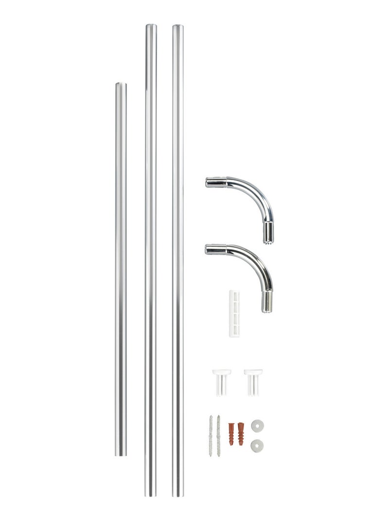 Barre d'angle de douche universelle réglable en inox Argent - Kiabi
