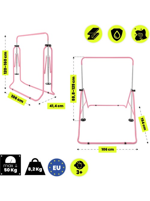 Barre de gymnastique enfant hypermotion réglable et pliable dès 3 ans - Kiabi