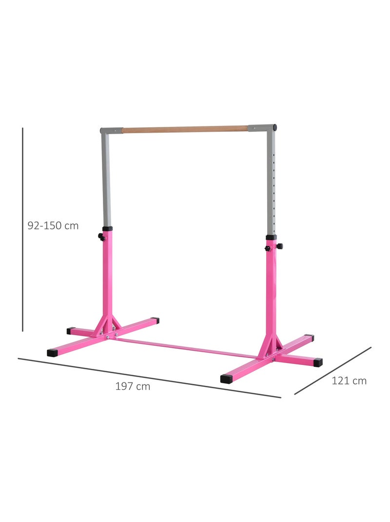 Barre Fixe De Gymnastique Enfant Hauteur Réglable 13 Niveaux Acier Hetre Rose Clz12 1 Frb4