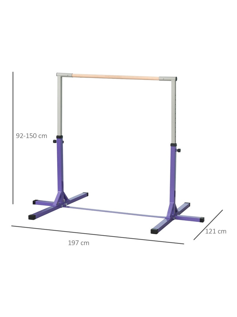 Barre fixe de gymnastique enfant hauteur réglable 13 niveaux acier hêtre Violet - Kiabi