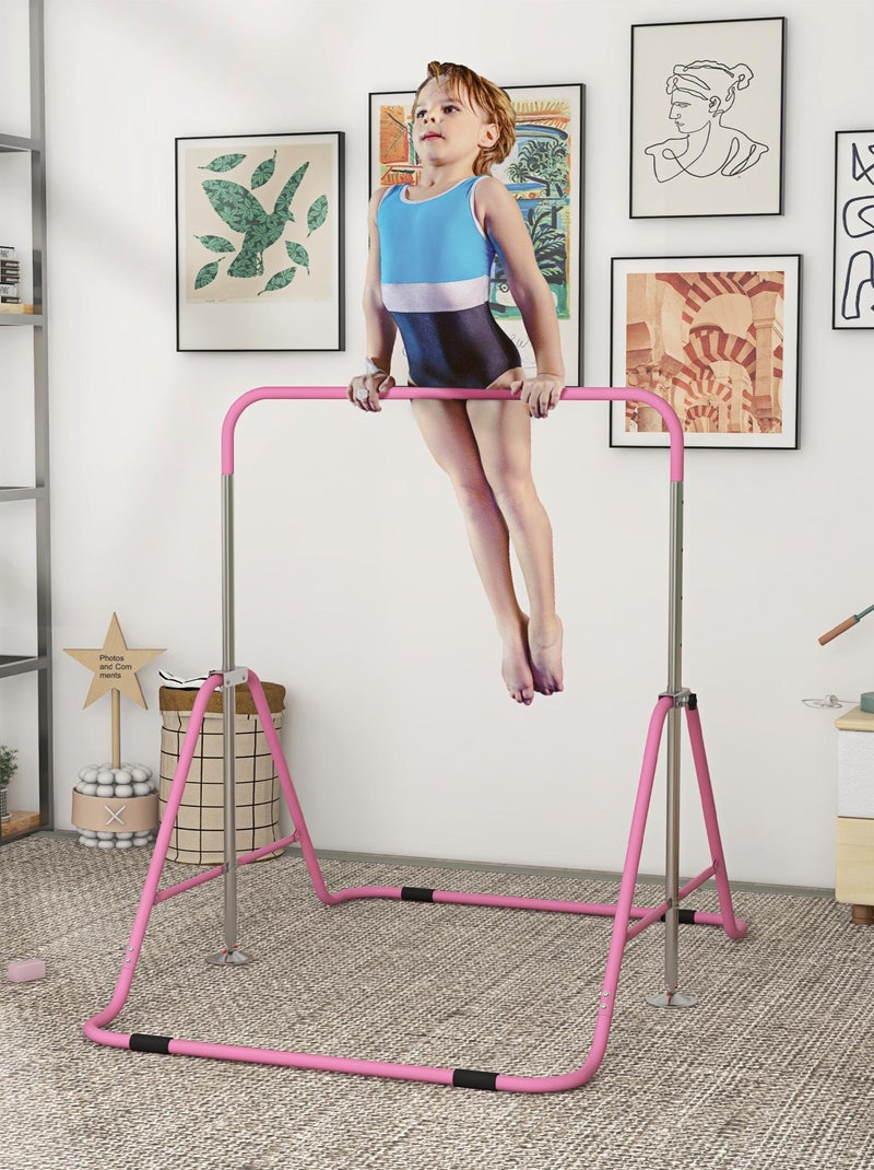 Barre fixe de gymnastique enfant pliable hauteur réglable acier Rose - Kiabi