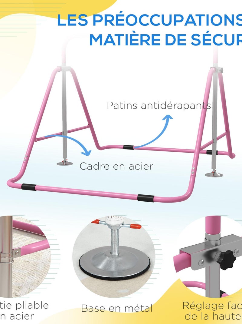 Barre fixe de gymnastique enfant pliable hauteur réglable acier Rose - Kiabi