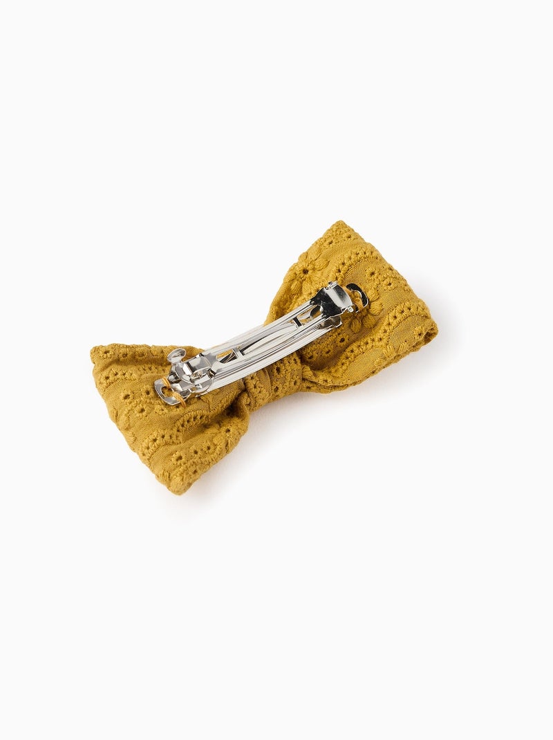 Barrette à cheveux avec nœud en broderie anglaise Jaune clair - Kiabi