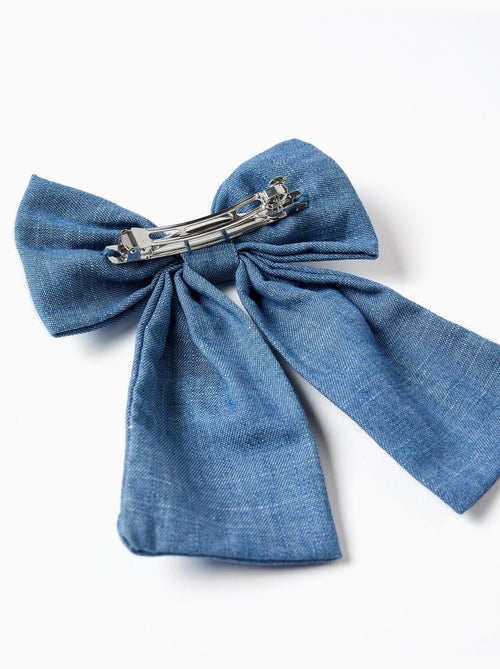 Barrette à cheveux avec nœud en jean - Kiabi