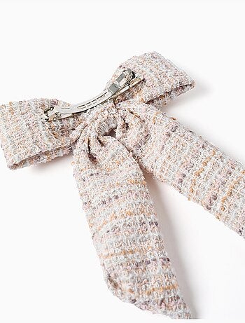 Barrette à cheveux avec nœud en tweed