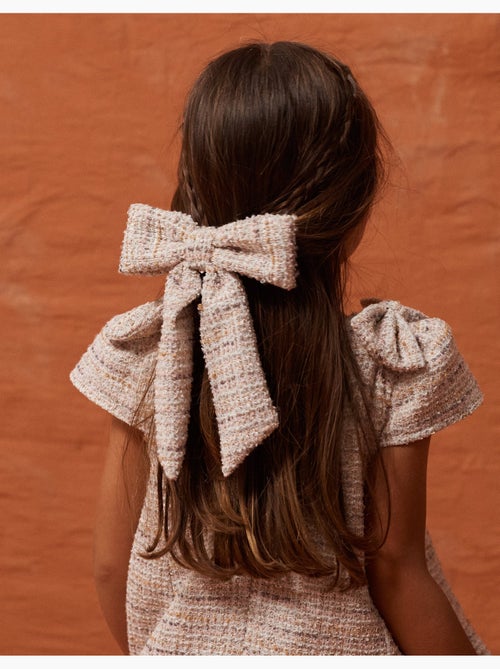 Barrette à cheveux avec nœud en tweed - Kiabi