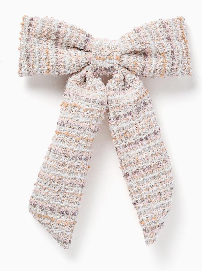 Barrette à cheveux avec nœud en tweed Rose clair - Kiabi