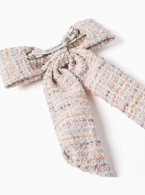 Barrette à cheveux avec nœud en tweed - Kiabi