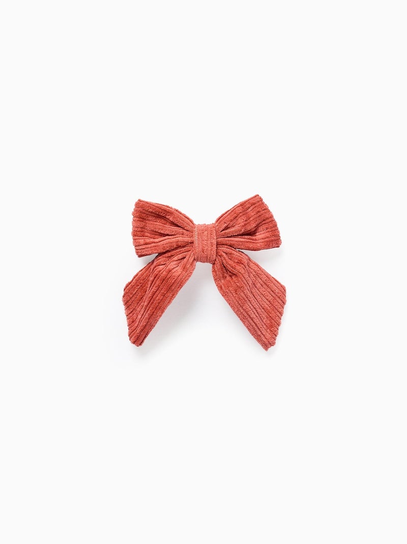 Barrette à Cheveux avec Nœud en Velours Côtelé Orange - Kiabi