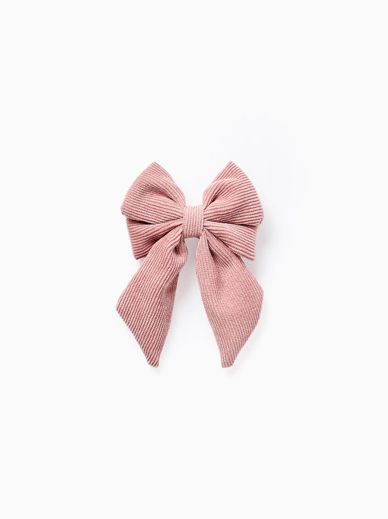 Barrette à Cheveux avec Nœud en Velours Côtelé Rose - Kiabi
