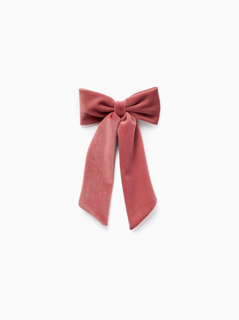 Barrette à Cheveux avec Nœud en Velours Rose - Kiabi