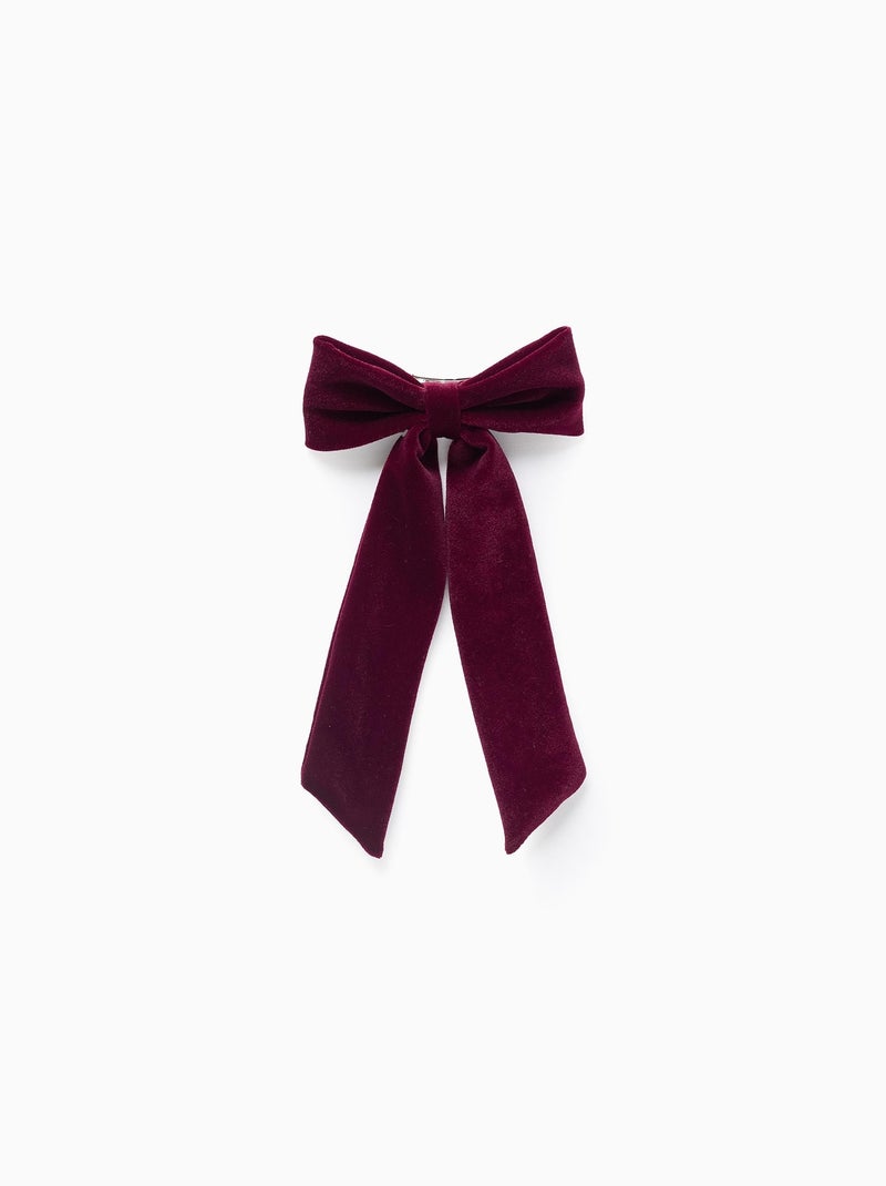 Barrette à Cheveux avec Nœud en Velours Rouge foncé - Kiabi
