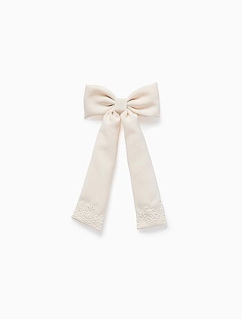 Barrette à Cheveux avec Nœud et Broderie