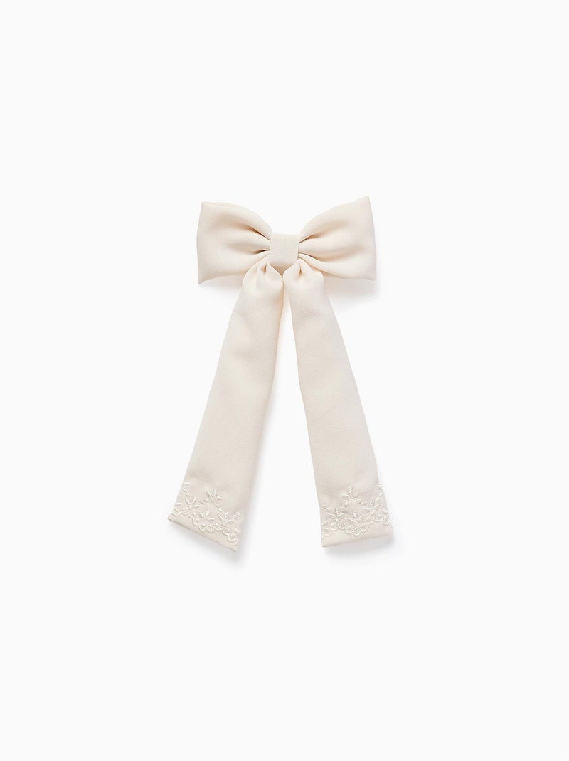 Barrette à Cheveux avec Nœud et Broderie Blanc - Kiabi