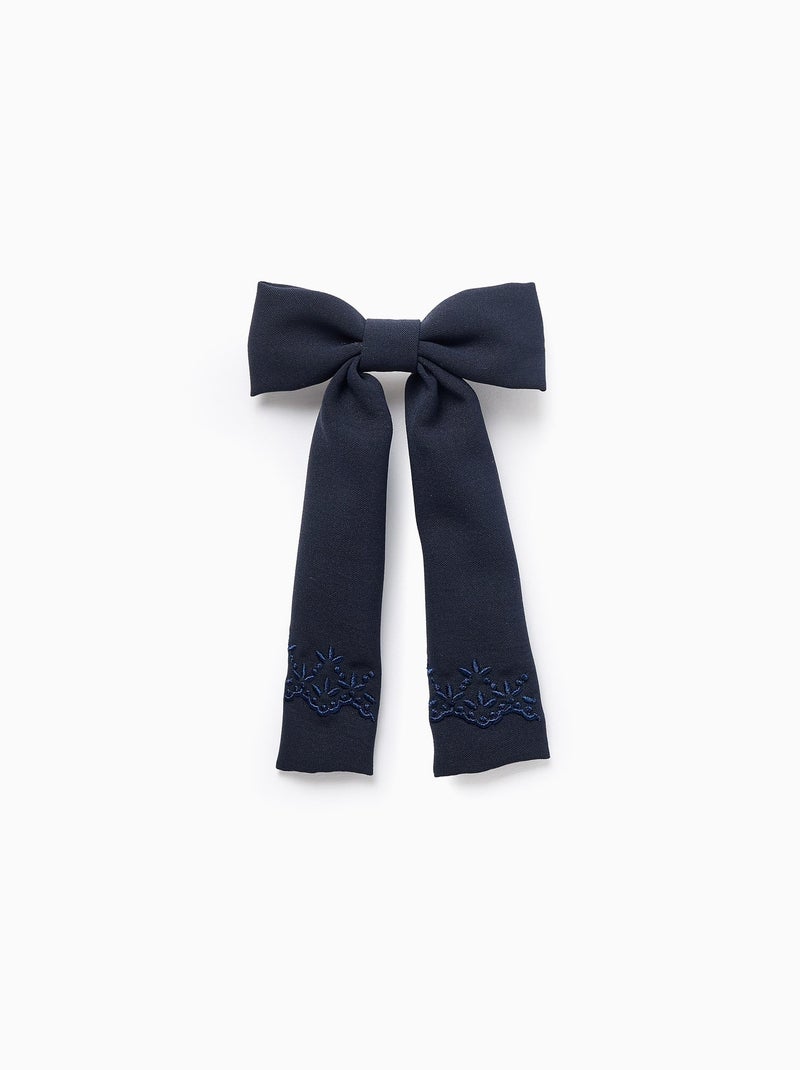 Barrette à Cheveux avec Nœud et Broderie Bleu foncé - Kiabi