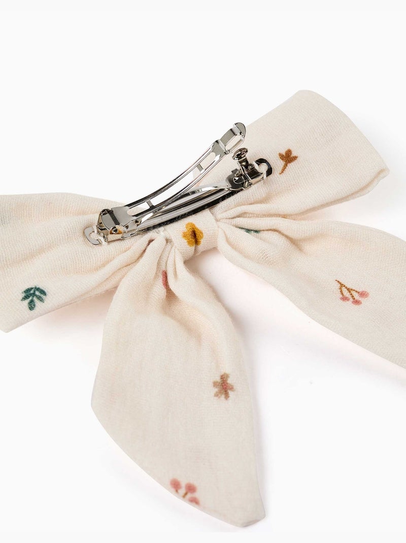 Barrette à cheveux avec nœud fleuri Blanc - Kiabi