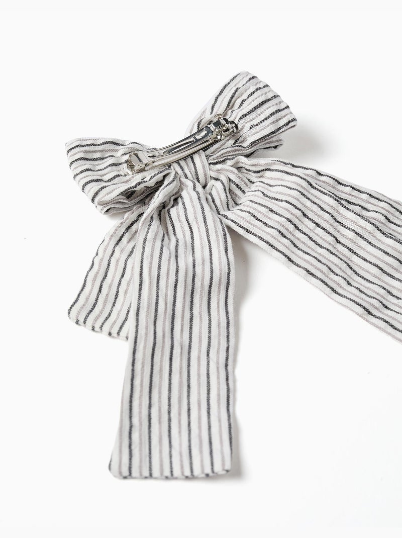 Barrette à cheveux avec nœud rayé B&S Blanc - Kiabi