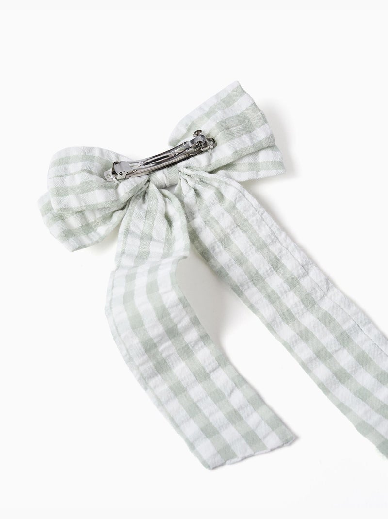 Barrette à cheveux avec nœud Vichy B&S Vert clair - Kiabi
