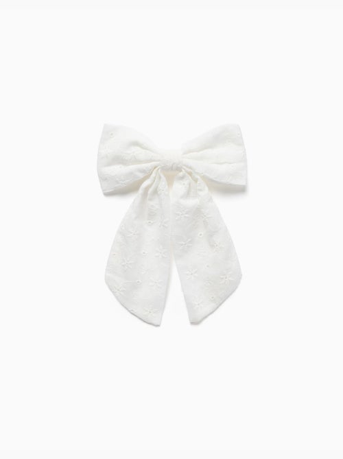 Barrette à nœud en broderie anglaise - Kiabi
