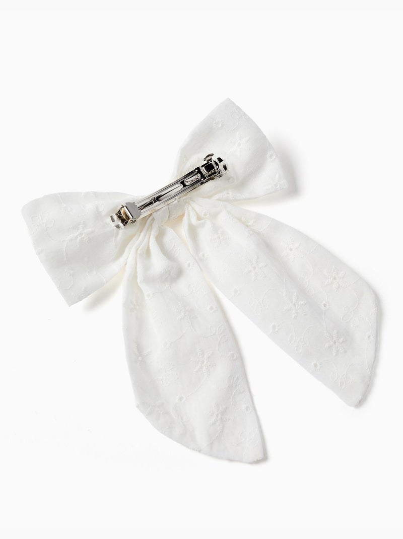 Barrette à nœud en broderie anglaise Beige clair - Kiabi