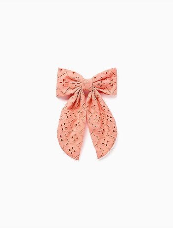 Barrette à nœud en broderie anglaise