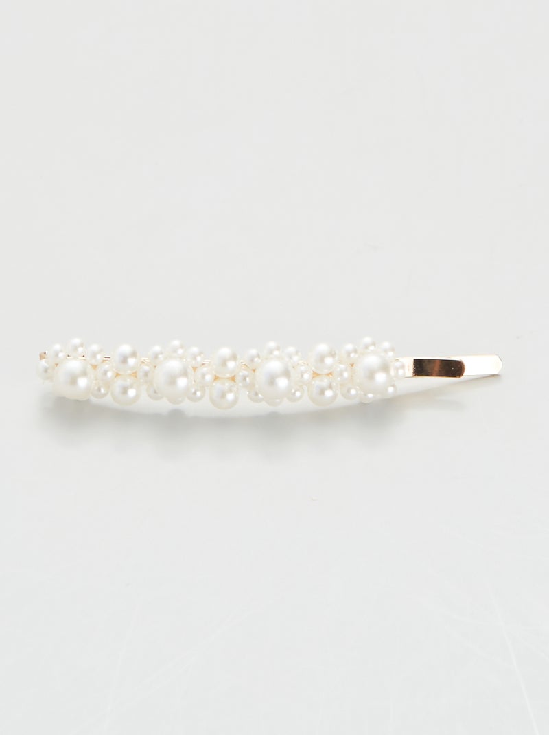 Barrette avec des perles Beige - Kiabi