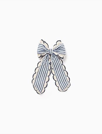 Barrette avec nœud à rayures avec bordure au crochet