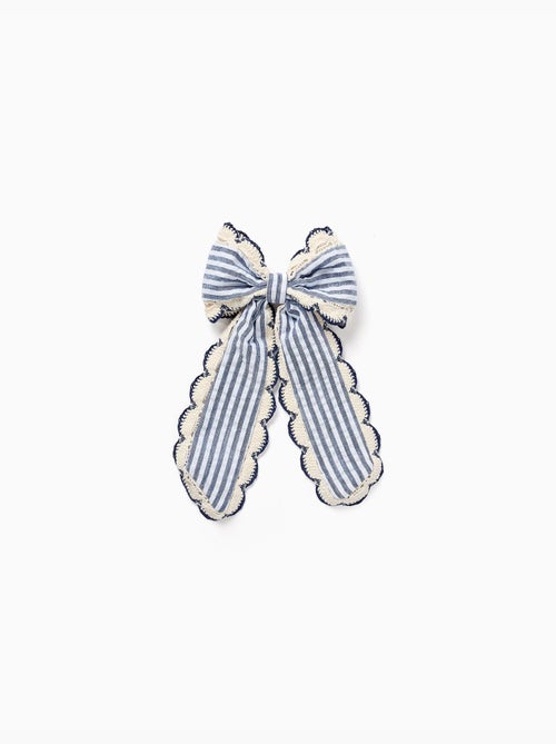 Barrette avec nœud à rayures avec bordure au crochet - Kiabi