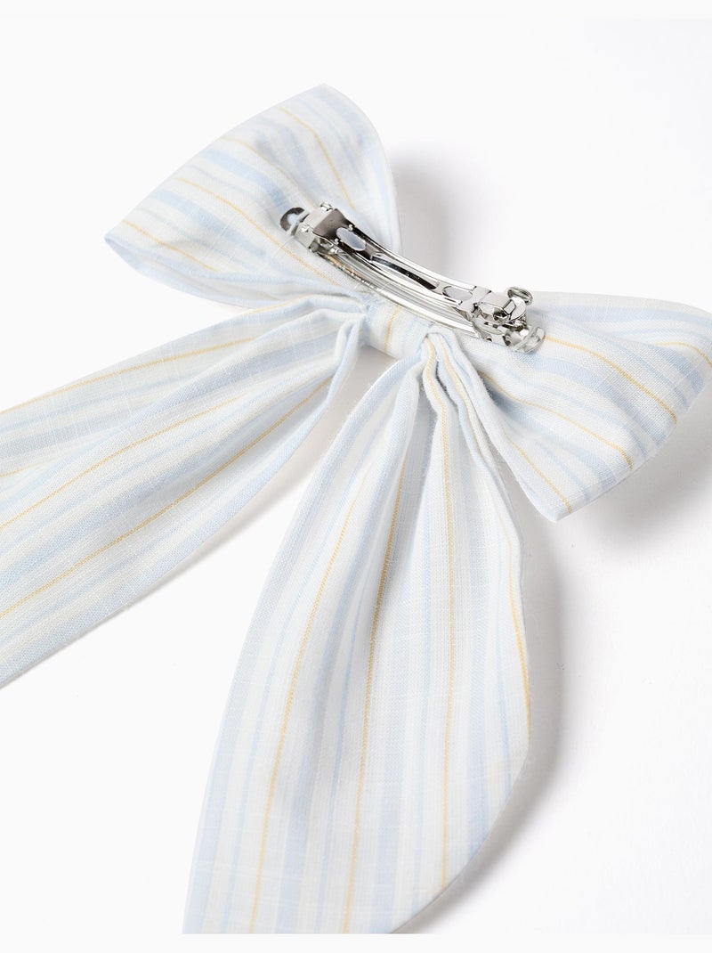 Barrette avec nœud à rayures B&S Bleu clair - Kiabi