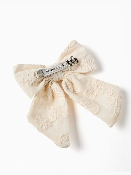 Barrette avec nœud et broderie - Kiabi