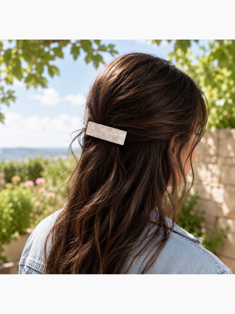 Barrette cheveux nacrée en acétate Blanc nacré - Kiabi