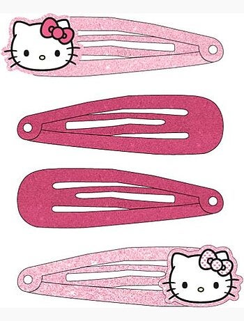 Barrettes cheveux enfant Hello Kitty roses pailletées : lot de 3