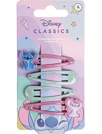 Barrettes cheveux enfant multicolores Stitch : lot de 4 barrettes