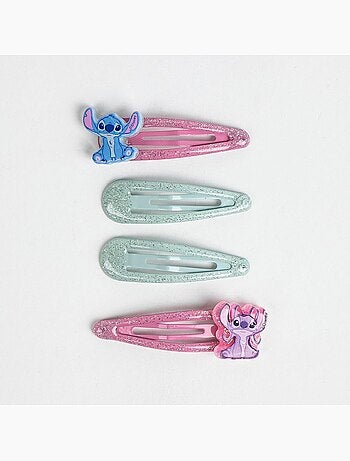 Barrettes cheveux enfant multicolores Stitch : lot de 4 barrettes