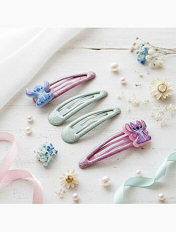 Barrettes cheveux enfant multicolores Stitch : lot de 4 barrettes