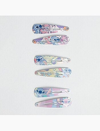 Barrettes métal antidérapantes enfant Stitch multicolores : lot de 6
