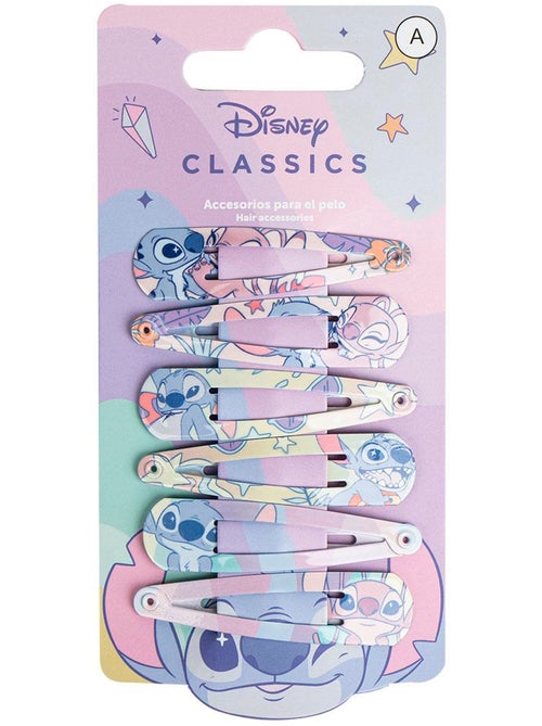 Barrettes métal antidérapantes enfant Stitch multicolores : lot de 6 - Kiabi