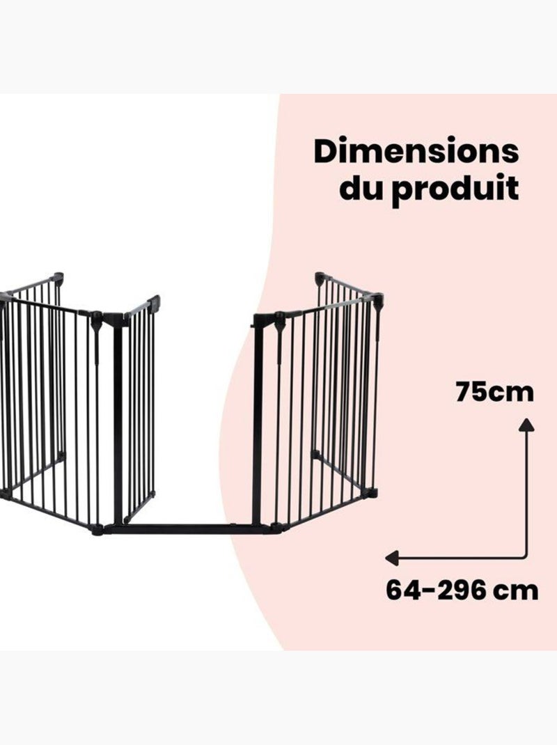 Barrière bébé modulaire 5 panneaux Noir - Kiabi