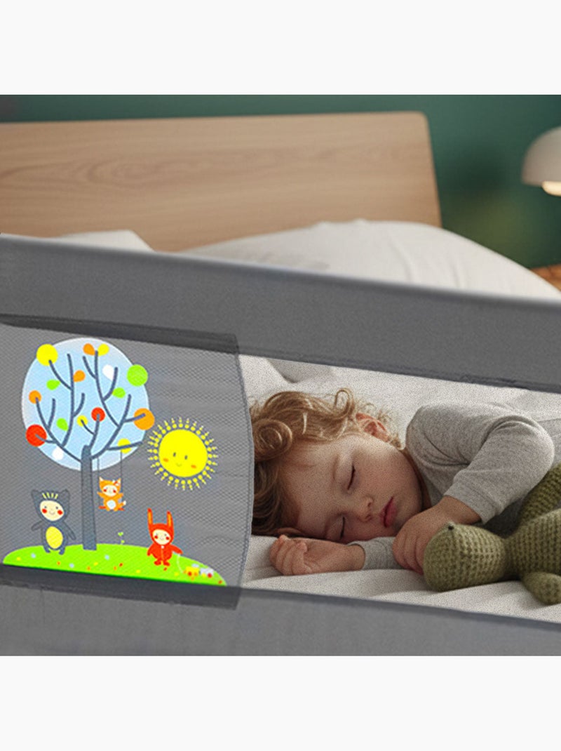Barrière de lit 2-1 de 150cm pour lit Nest ou Standard Animaux Asalvo Gris chiné - Kiabi
