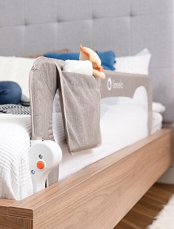 Barrière de lit bébé LIONELO Eva - 150cm - Protection anti-chute - Filet aéré pliable