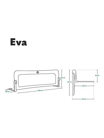 Barrière de lit bébé LIONELO Eva - 150cm - Protection anti-chute - Filet aéré pliable