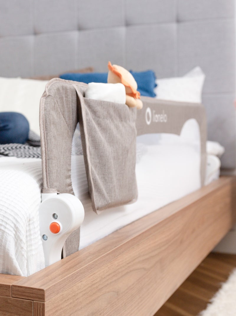 Barrière de lit bébé LIONELO Eva - 150cm - Protection anti-chute - Filet aéré pliable Beige - Kiabi