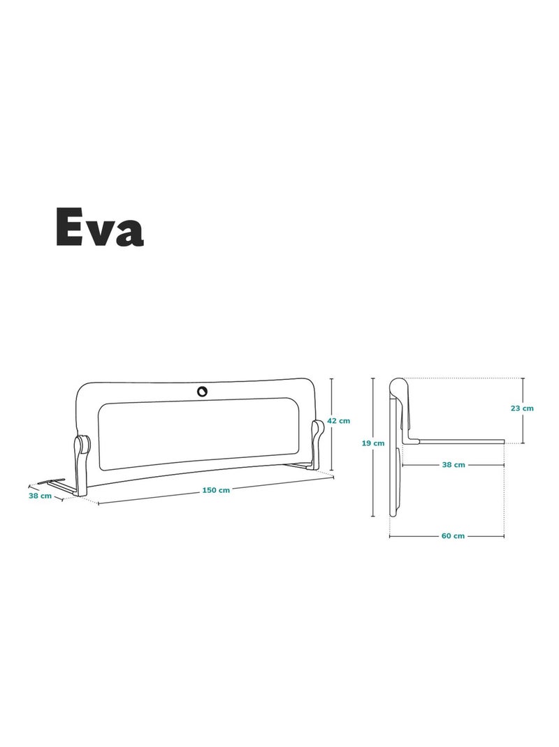 Barrière de lit bébé LIONELO Eva - 150cm - Protection anti-chute - Filet aéré pliable Gris - Kiabi