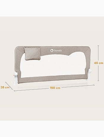 Barrière de lit bébé LIONELO Hanna - 150x65cm - Pliable - Protection anti-chute - Filet aéré