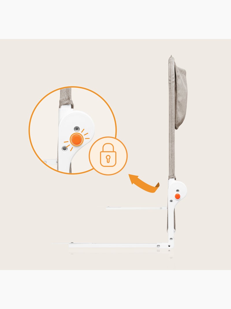 Barrière de lit bébé LIONELO Hanna - 150x65cm - Pliable - Protection anti-chute - Filet aéré Beige - Kiabi