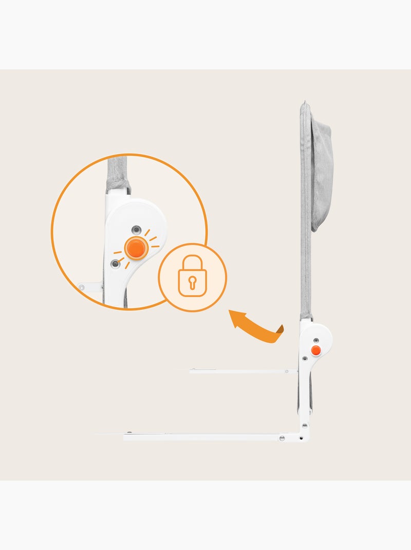 Barrière de lit bébé LIONELO Hanna - 150x65cm - Pliable - Protection anti-chute - Filet aéré Gris - Kiabi