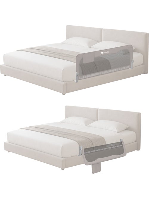 Barrière de lit bébé LIONELO Hanna - 150x66cm - Pliable - Protection anti-chute - Filet aéré - Kiabi Barrière de lit bébé LIONELO Hanna - 150x66cm - Pliable - Protection anti-chute - Filet aéré - Kiabi